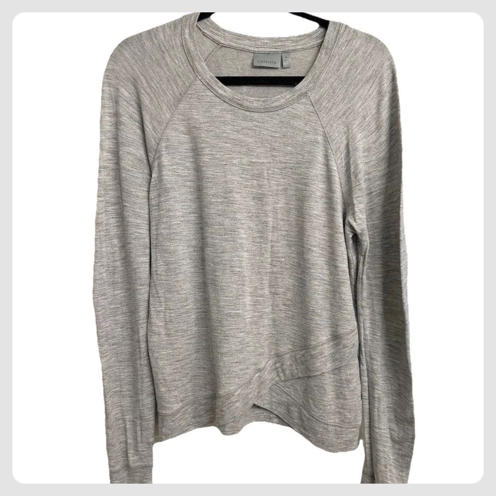 Athleta Sweatshirt Womens Heather Grey Long Sleeve Criss Cross Tulip Sz. S